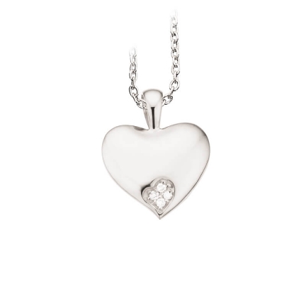 Billede af Scrouples Hjertehalskæde 0,02 W/P1 i 14 kt. hvidguld m. sølvkæde