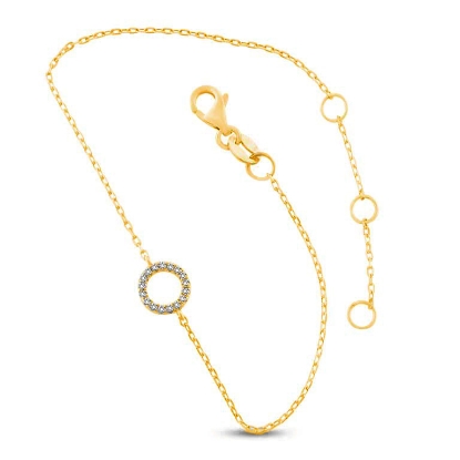 Billede af By Pind armbånd cirkel m. pavé i forgyldt sølv