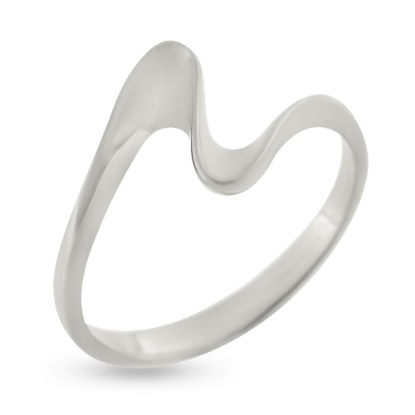 Billede af Guldring forskudt  14 kt. hvg. 585 hvidguld