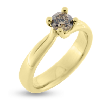 Billede af Ring solitaire brillant Coffee/Champagne 0,45 ct. 14 kt. 