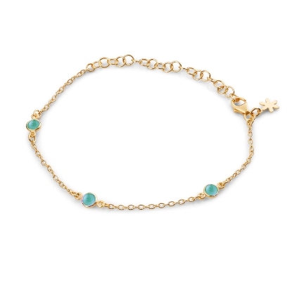 Billede af Susanne Friis Bjørner Armbånd sølv forgyldt cabochon grøn kvarts