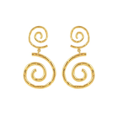 Billede af Hultquist Halley Øreringe sølv forgyldt snoet