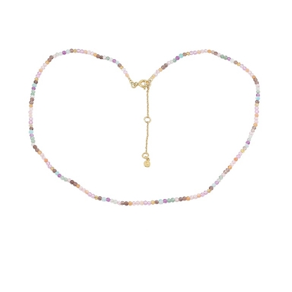 Billede af Hultquist Vilma halskæde forgyldt sølv m. farvede sten (38+5cm)