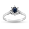 Billede af Rosetring oval blå safir 4*3 mm. + 8* 0,02 w/vs. 14 kt. hvg.
