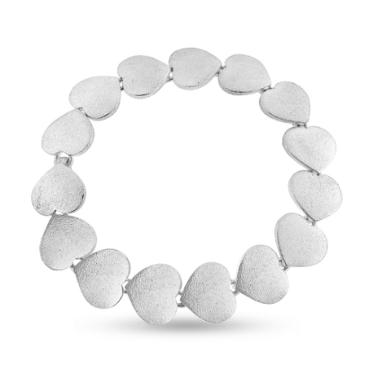 Billede af Armlænke hjerter 18,5 cm. 925s sølv mat satineret overflade