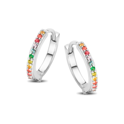 Billede af Spirit Icons Passion creoler sølv m. multifarvede zirkoniasten (xs)