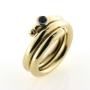 Billede af Ring spiral snoet, isat 3 mm. blå safir, 3 mm. tråd 8 kt.