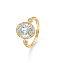 Billede af Mads Z "Monaco" ring 14 kt. guld m. aquamarin og brillanter (str. 50)

