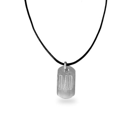 Billede af By Pind DAD vedhæng sølv m. lædersnor (50 cm)