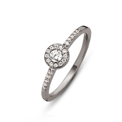 Billede af *Spirit Icons "Luxury" ring sort rhodineret sølv cz str. 54