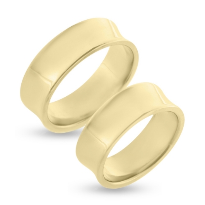 Billede af Vielses & Forlovelses ringe,hulkilet br. 7,3 mm. 8 kt. 