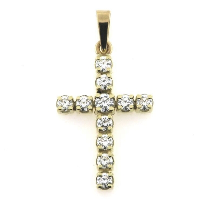 Billede af Vedhæng Kors grabbe fatning, 11 syn. zirk. 925s forgyldt (forgyldning vil blive slidt af ved brug !)