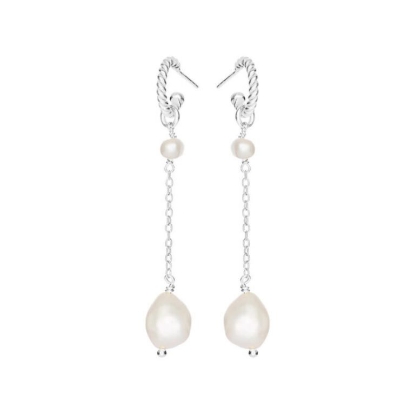 Billede af Susanne Friis Bjørner øreringe sølv m. ferskvandsperler