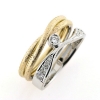 Billede af Dobbelt ring 2 farvet guld, 9 brillanter 14 kt. + 14 kt. hvg.