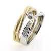 Billede af Dobbelt ring 2 farvet guld, 9 brillanter 14 kt. + 14 kt. hvg.