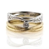 Billede af Dobbelt ring 2 farvet guld, 9 brillanter 14 kt. + 14 kt. hvg.