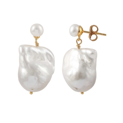 Billede af Hultquist Saga øreringe forgyldt sølv m. barokke ferskvandsperler
