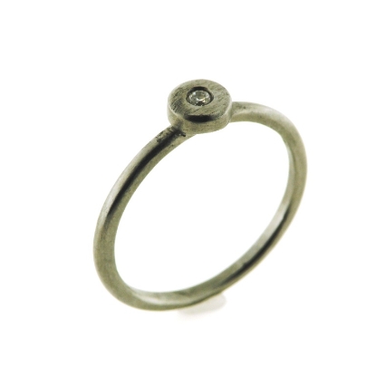 Billede af *Kranz&Ziegler ring dot sølv sort m/cz str 54