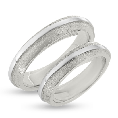 Billede af Vielses & Forl. ringe, br. 4,6 mm., ringe i 14 kt. hvg + bånd i 14 kt. hvg.