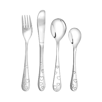 Billede af Rustfrit stål bestik 4 dele hjerter 