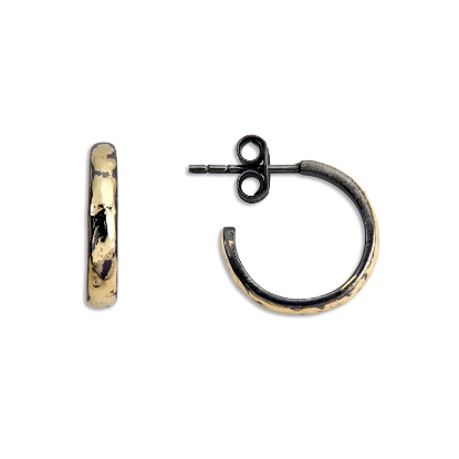 Billede af By Birdie Roman Hoops ørecreoler sort rhodineret sølv m.14kt