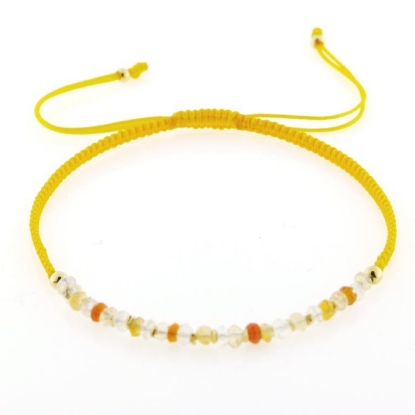 Billede af By Pind Colorful knyttet armbånd sølv gult med ildopaler