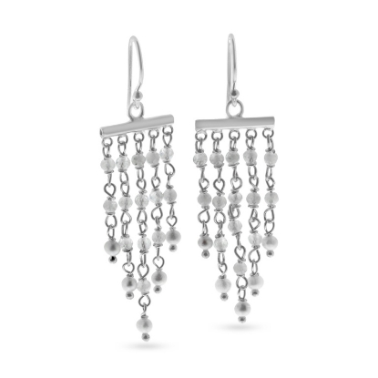 Billede af By Pind Colorful ørehænger sølv med hængende ferskvandsperler og månesten