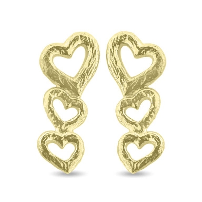 Billede af Ørestikker "Hjertetrio" i guld