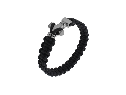 Billede af Zeezen armbånd knyttet sort læder m. titanium thorshammerlås 21 cm