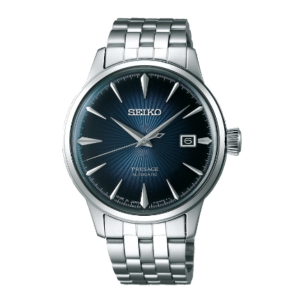 Billede af Seiko Presage Automatic stål blå urskive 40 mm., dato stål lænke mineralglas