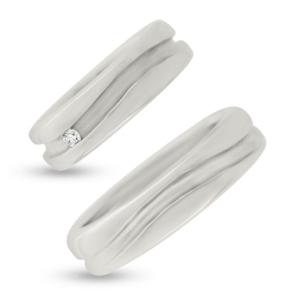 Billede af Vielses & Forlovelses ringe, i d- ring 1 brill. 0,05 w/vs. 14 kt. hvg.