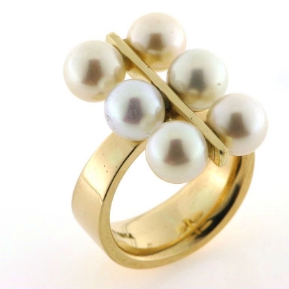 Billede af Ring unika, 6 fw. perler a 7-7½ mm. 14 kt.
