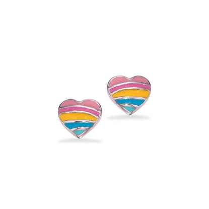 Billede af Ørepynt regnbue hjerte sølv