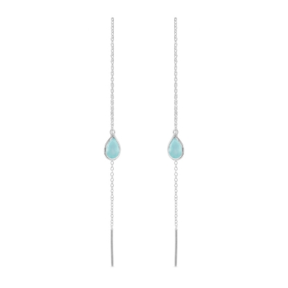 Billede af Susanne Friis Bjørner Ørekæde sølv mini dråbe facet lyseblå krystal