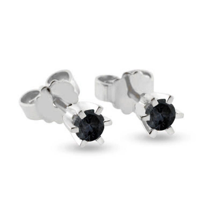 Billede af Ørestikker sort brillant i hvidguld
