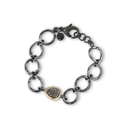 Billede af By Birdie Orion Topka armbånd sølv med 14kt guld plader med 0,65 ct diamanter