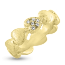 Billede af Ring hjerter, isat 6 brill. i et hjerte, 6*0,01 w/vs. 14 kt. facon + 9,3 gr. (prisen er excl. guld)