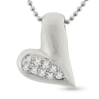 Billede af Vedhæng hjerte 9 brill. 5* 0,02 + 4*0,03 w/vs. 14 kt. hvidguld