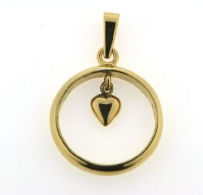 Billede af Vedh. af ring med løst hjerte, øsken + patz 14 kt