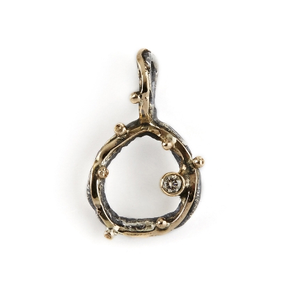 Billede af By Birdie Zeus vedhæng sort rhodineret sølv m.14kt. 0,10 ct brill