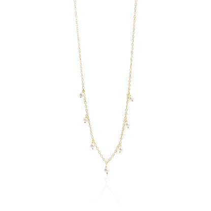 Billede af Susanne Friis Bjørner Halskæde i sølv forgyldt med hvide ferskvandsperler