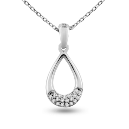Billede af By Pind halskæde sølv rhodineret vedhæng dråbe med zirkoniasten (40, 45 eller 50 cm)