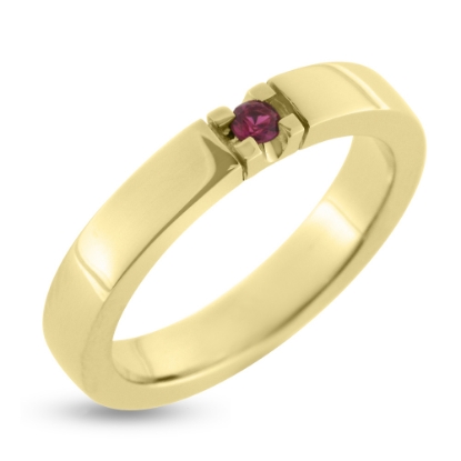 Billede af Alliancering, 1* 3,0 mm. ægte rubin (ca. 0,15 ct.) 14 kt.