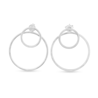 Billede af By Pind ørehænger sølv blank dobbeltcirkel