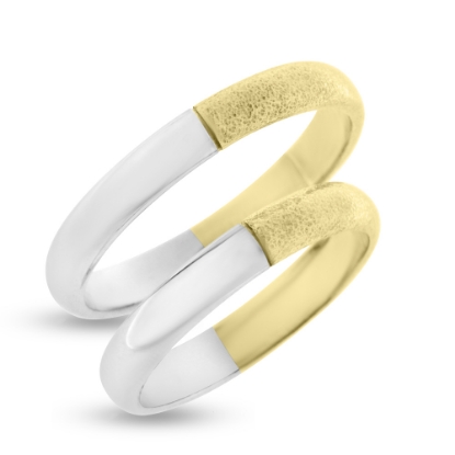 Billede af Vielses & Forlovelses ringe, 2 farvet gult & hvidt guld 14 kt.