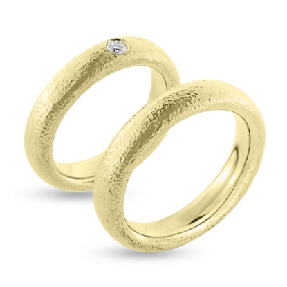 Billede af Vielses & Forl. ringe, damering isat brillant 14 kt.