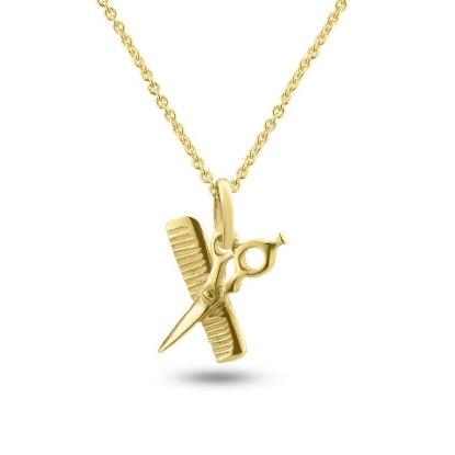 Billede af Vedhæng frisørsaks og kam 925s. forgyldt