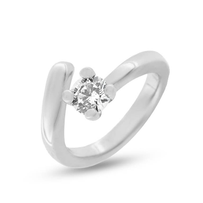 Billede af Forskudt ring i 14 kt. hvidguld med zirkoniasten