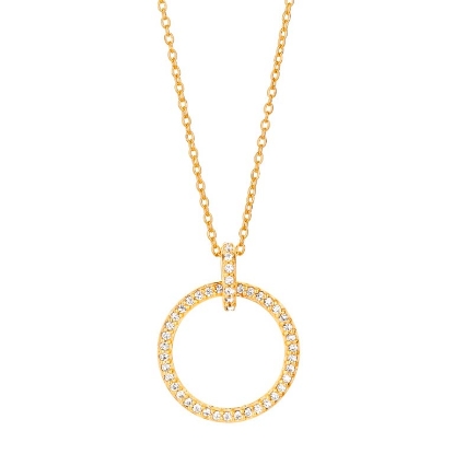 Billede af Spirit Icons halskæde m. vedhæng 'Trend' forgyldt sølv m. zirkonia