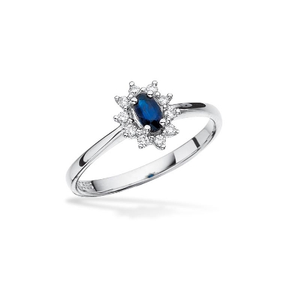 Billede af *Diana ring roset 0,11 H-W/SI-safir 14 kt.